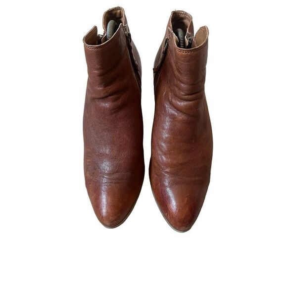 Frye Judith Cognac Brown Leather Double Zip Ankle Boots 8.5 M - Picture 2 of 13